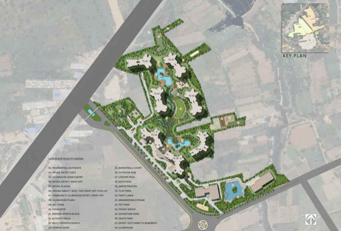 Habulus Oasis Grove master plan showing 10 acre layout with 5 towers